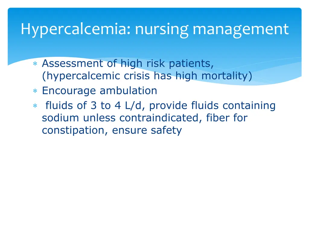 hypercalcemia nursing management