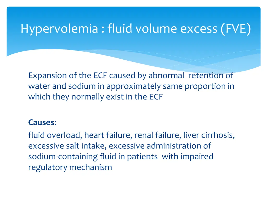 hypervolemia fluid volume excess fve