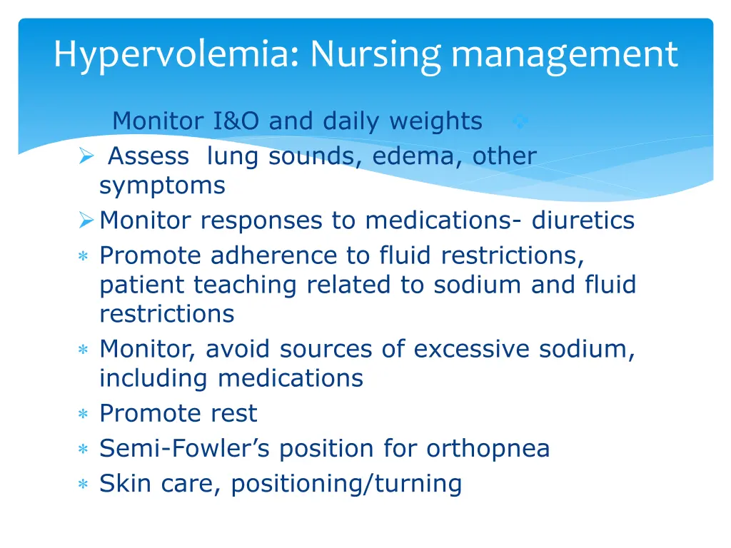 hypervolemia nursing management