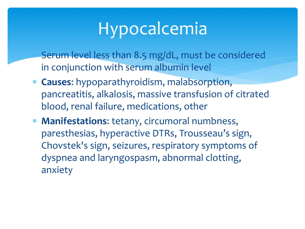 hypocalcemia