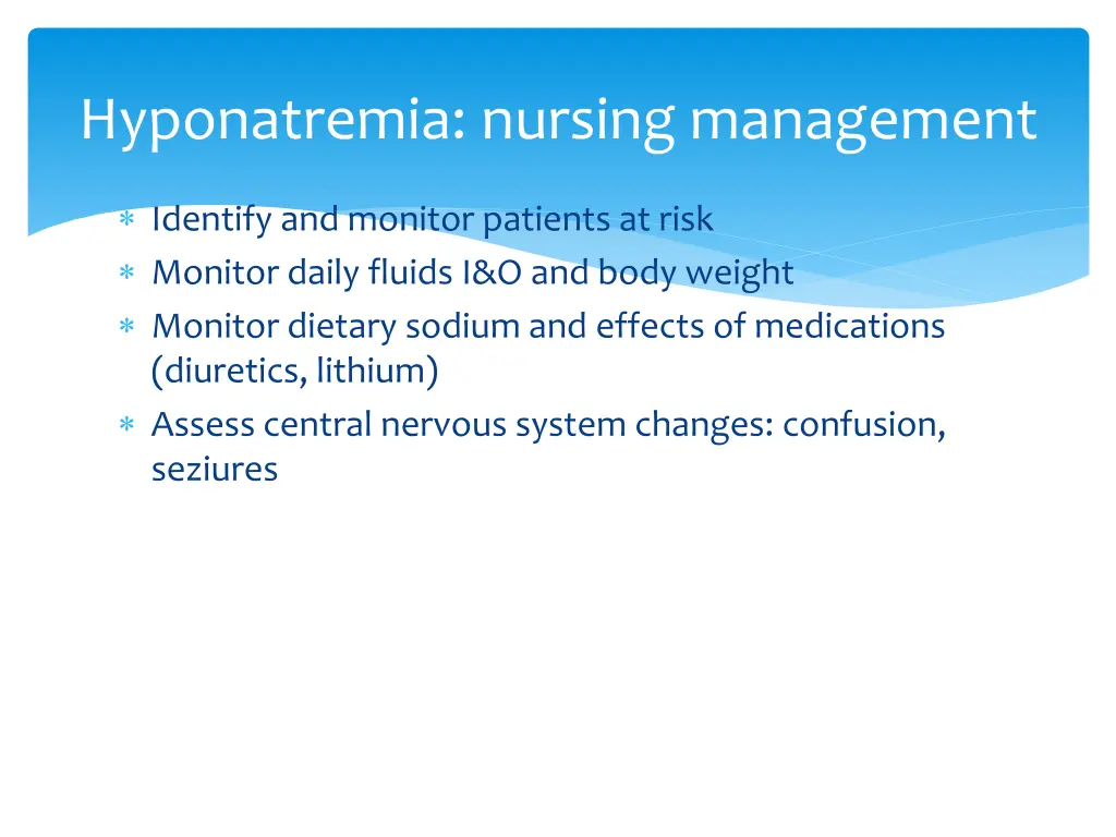 hyponatremia nursing management