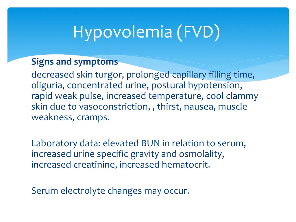 hypovolemia fvd