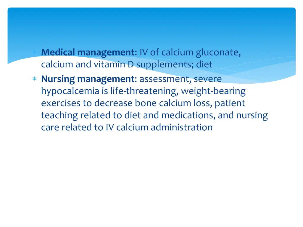 medical management iv of calcium gluconate