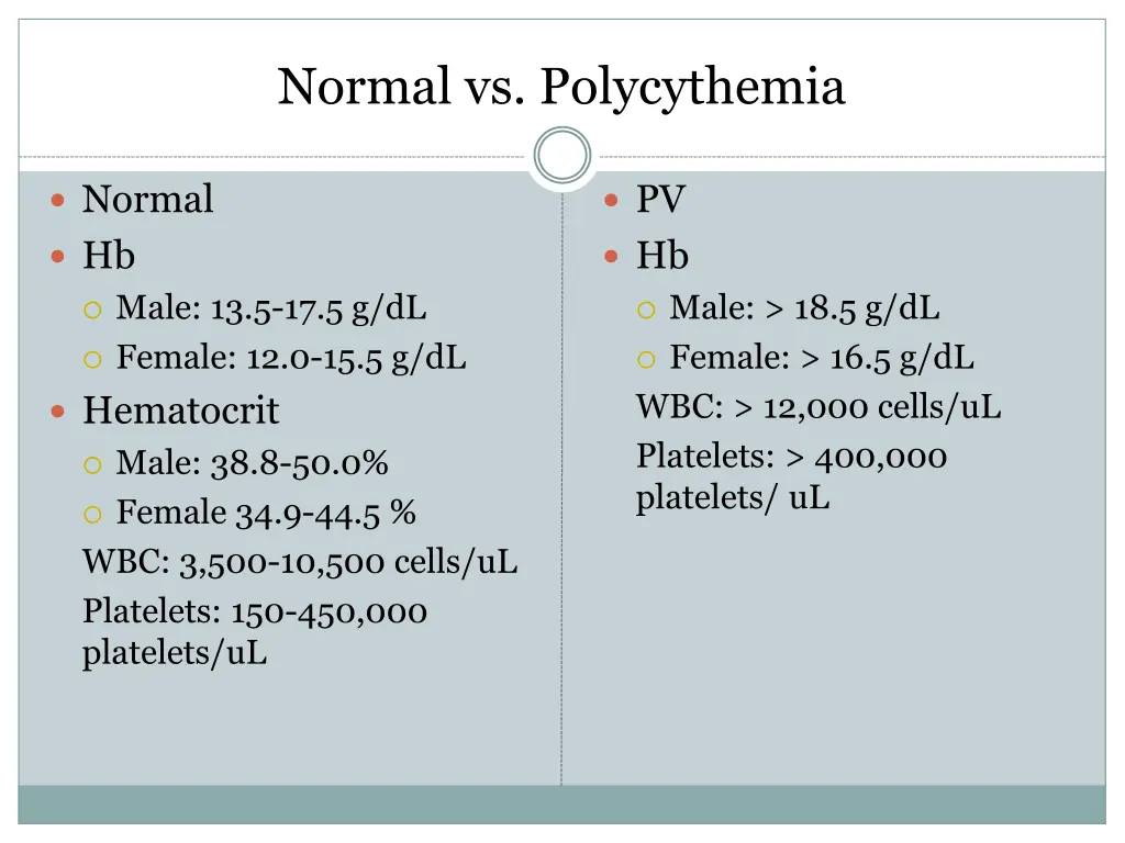 normal vs polycythemia