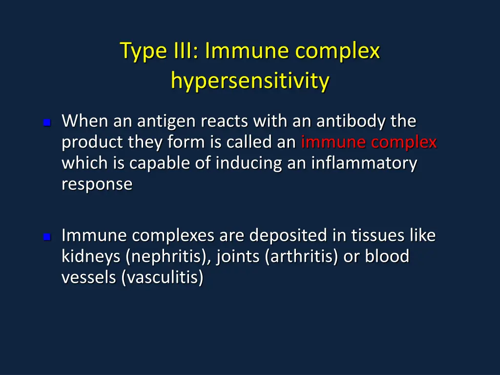 type iii immune complex hypersensitivity