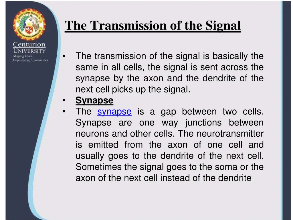 the transmission of the signal