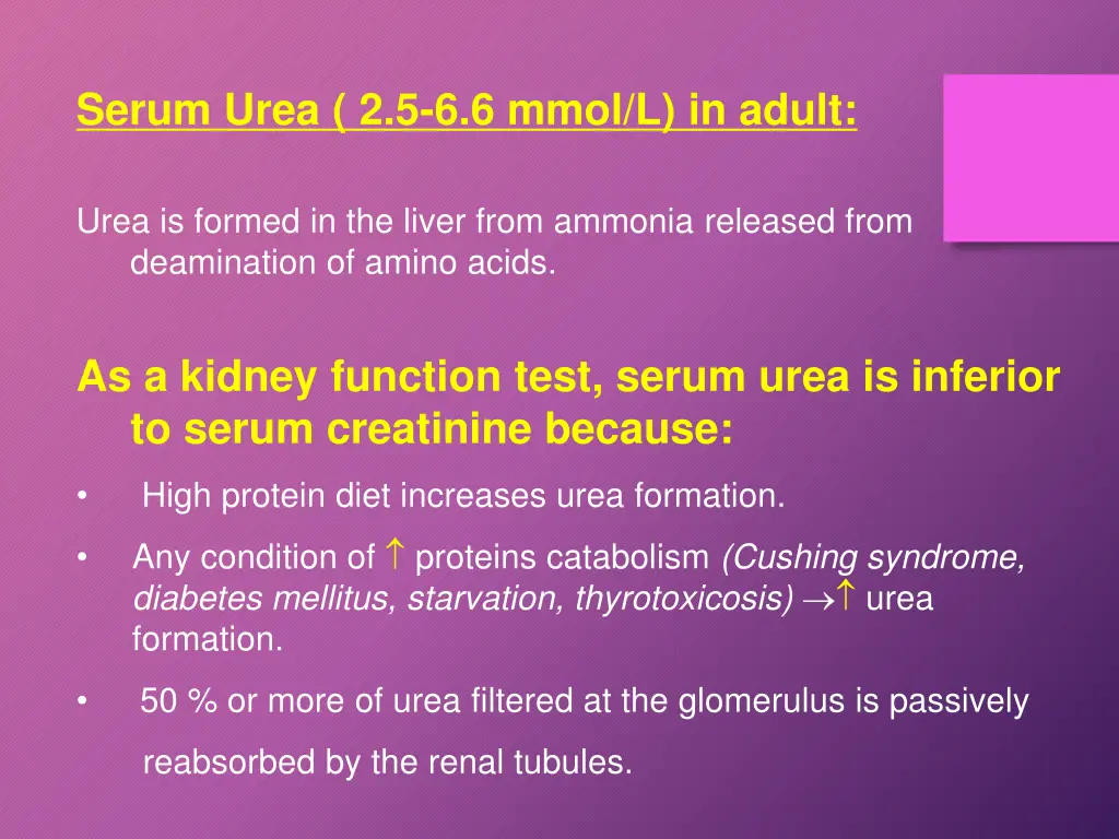 serum urea 2 5 6 6 mmol l in adult
