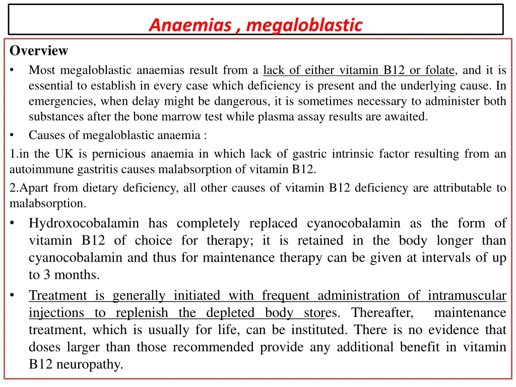 anaemias megaloblastic