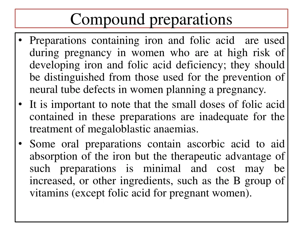 compound preparations preparations containing