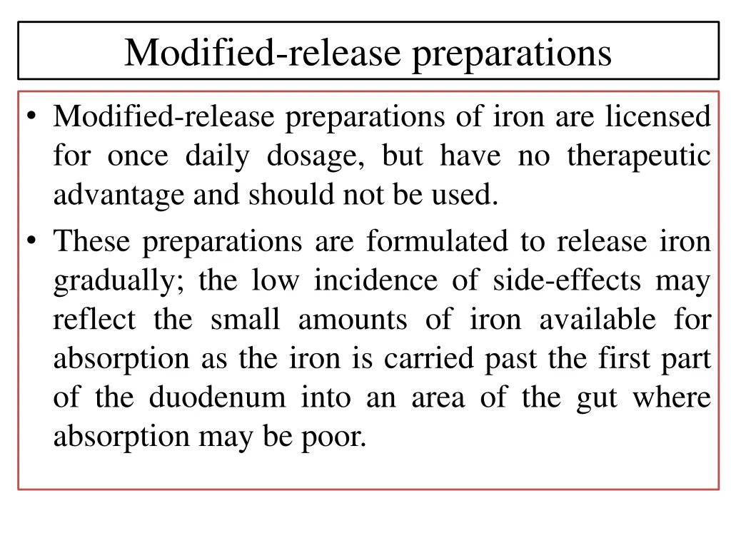modified release preparations