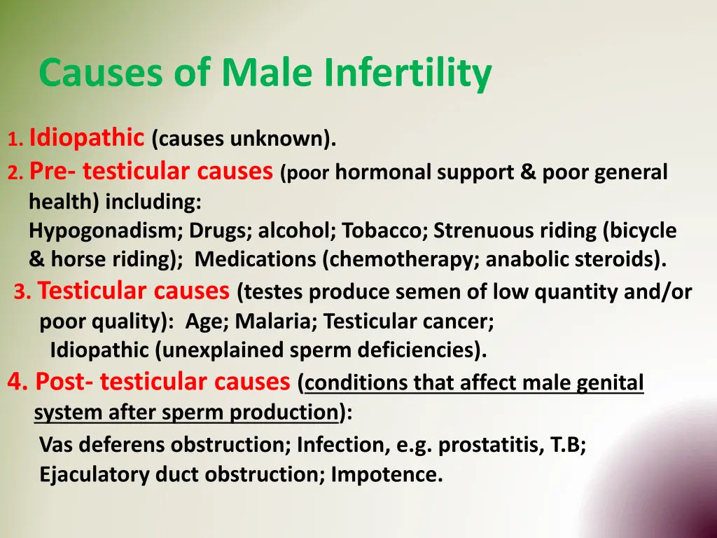 causes of male infertility