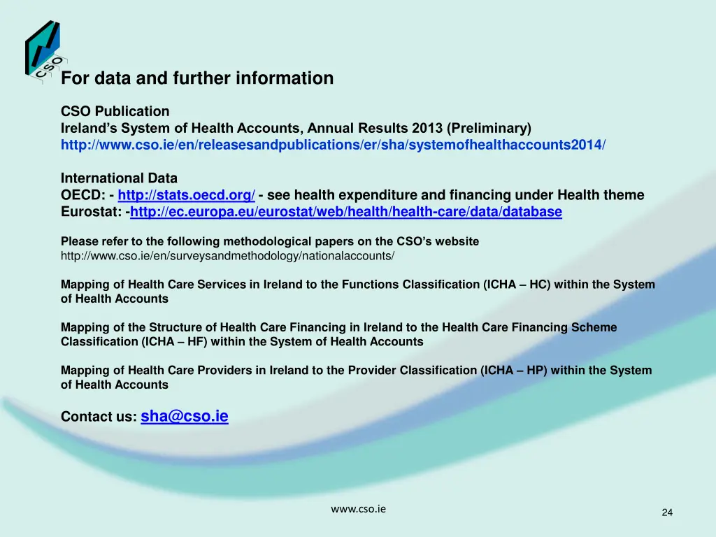 for data and further information