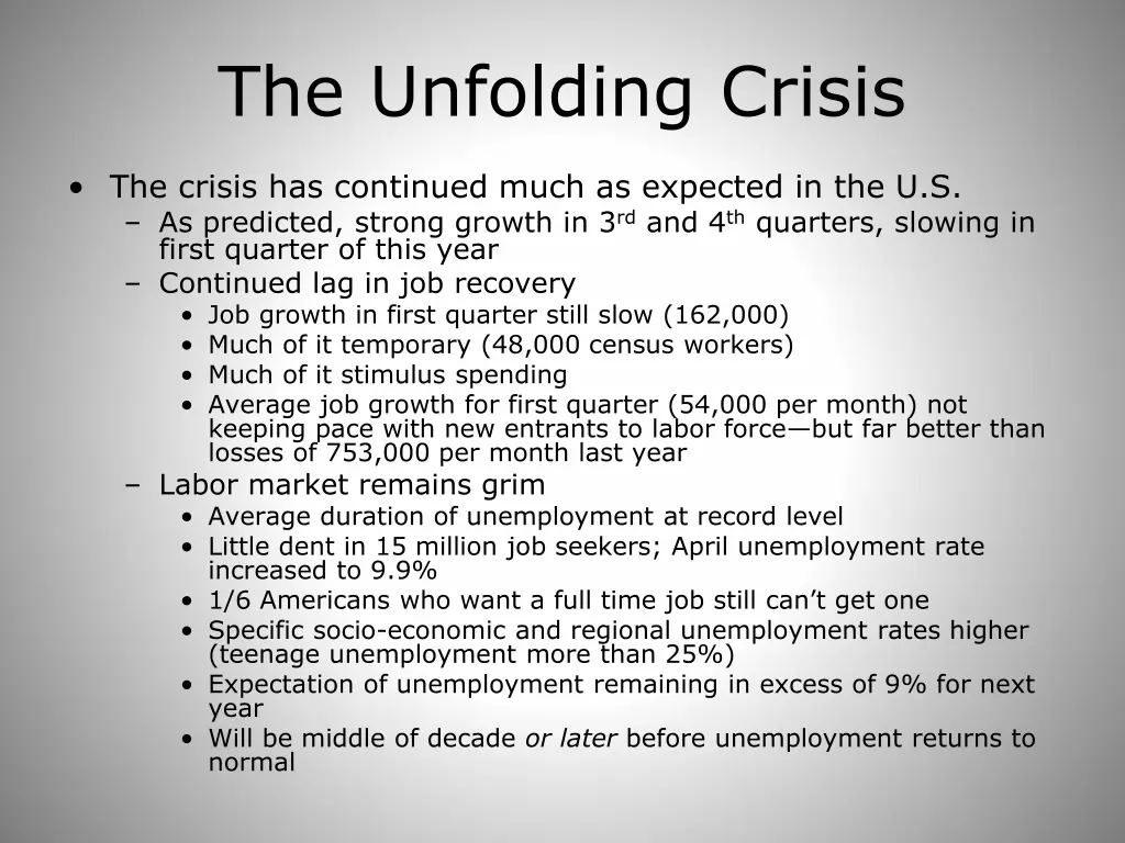 the unfolding crisis