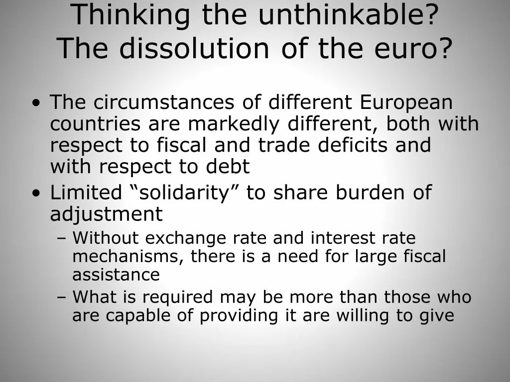 thinking the unthinkable the dissolution