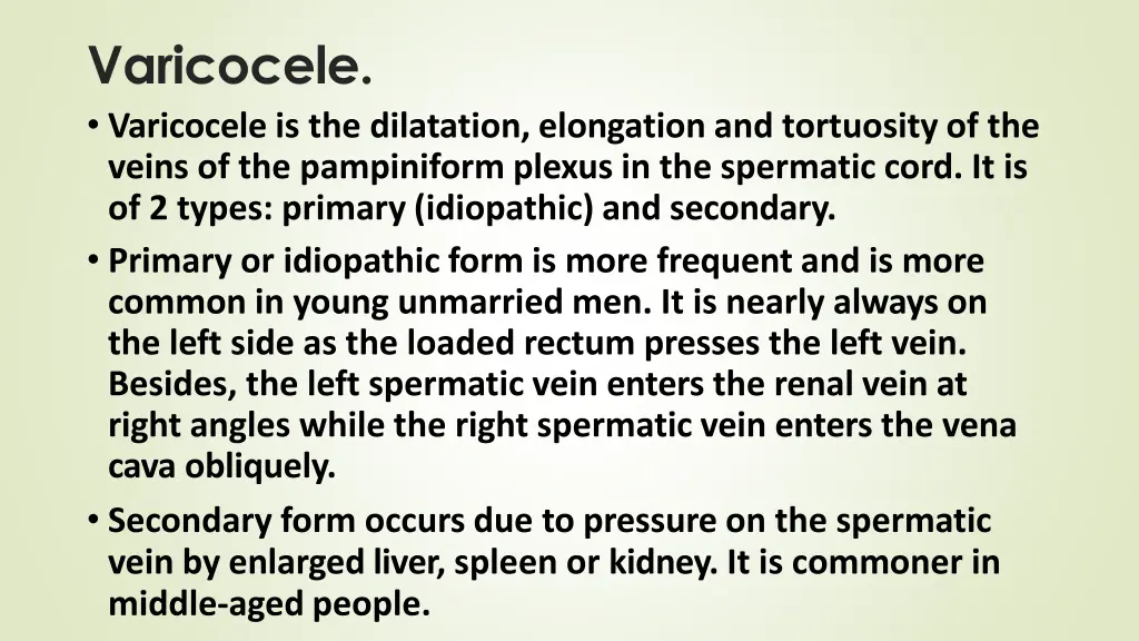 varicocele varicocele is the dilatation