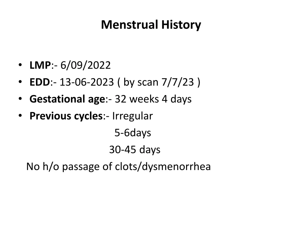 menstrual history