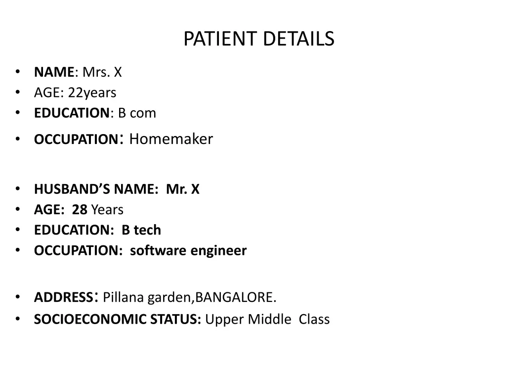 patient details