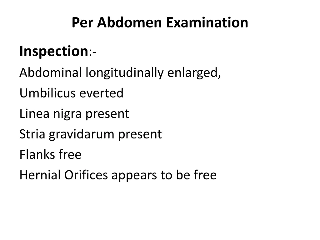 per abdomen examination