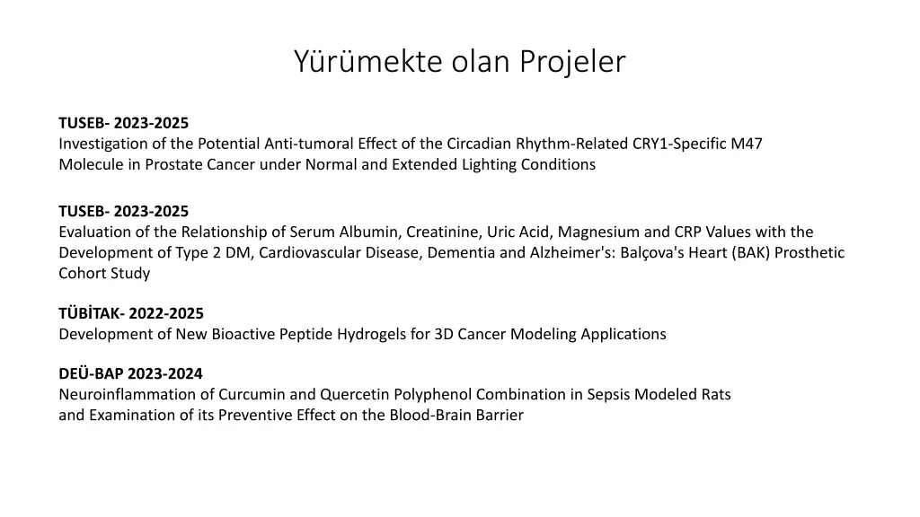 y r mekte olan projeler