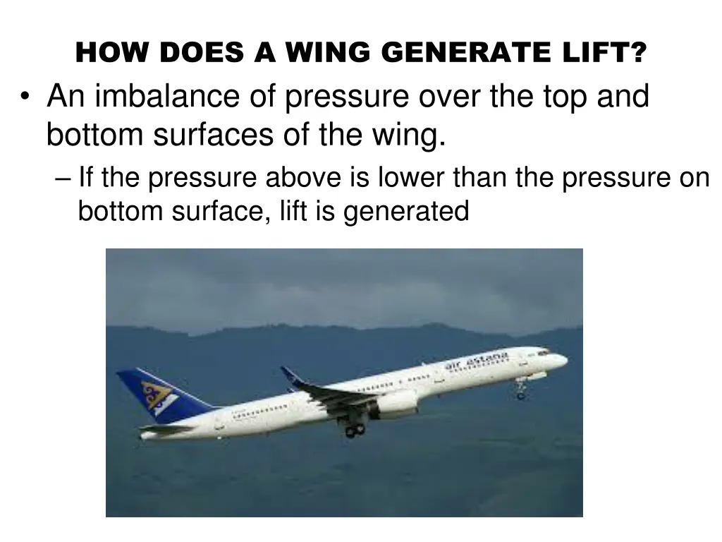 how does a wing generate lift an imbalance