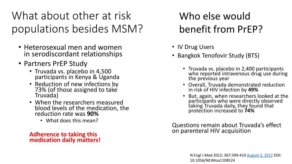 what about other at risk populations besides msm