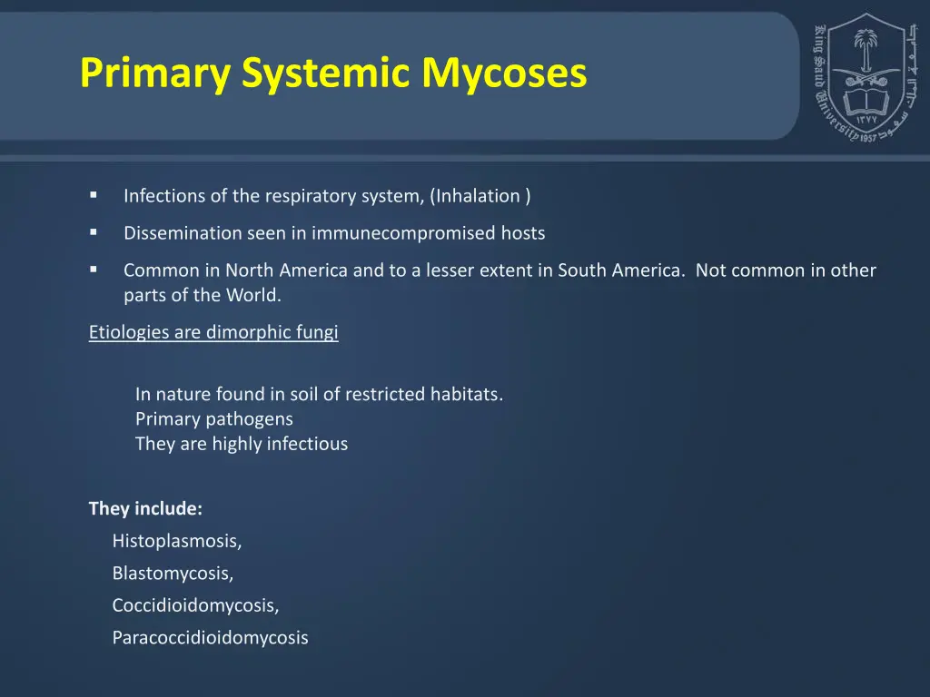 primary systemic mycoses