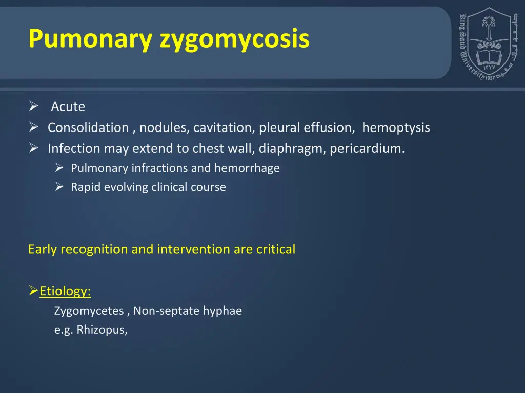 pumonary zygomycosis