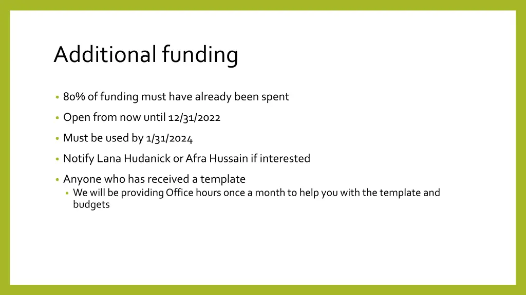 additional funding