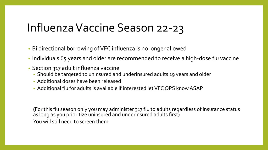 influenza vaccine season 22 23