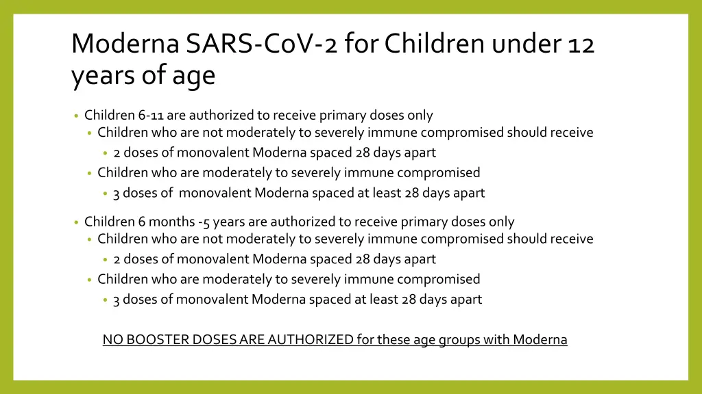 moderna sars cov 2 for children under 12 years