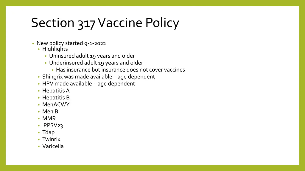 section 317 vaccine policy