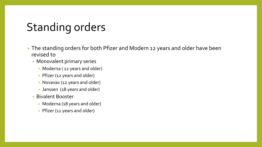standing orders