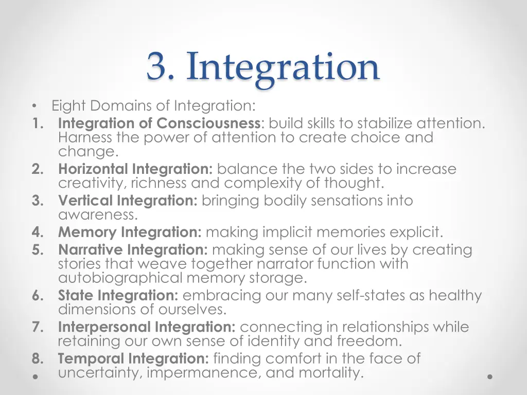 3 integration eight domains of integration