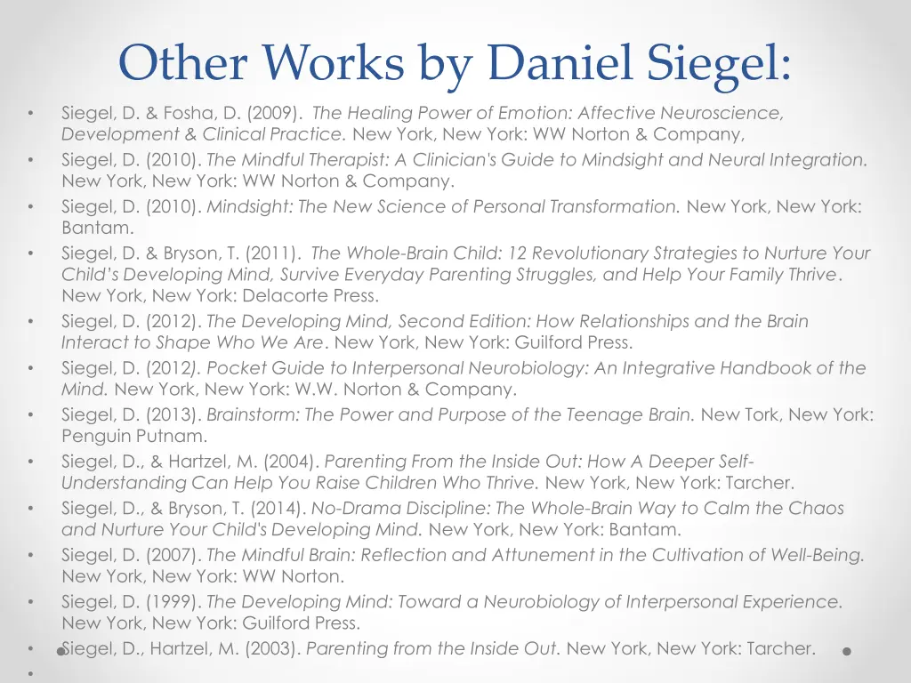 other works by daniel siegel siegel d fosha