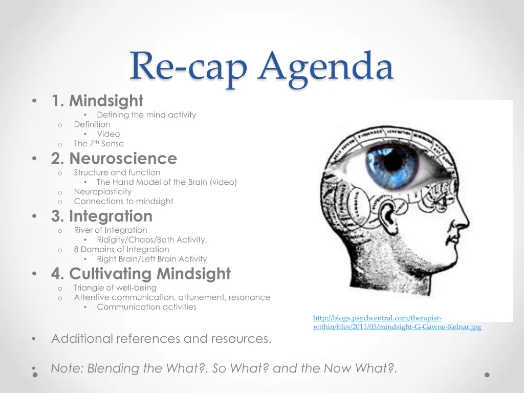 re cap agenda 1 mindsight defining the mind