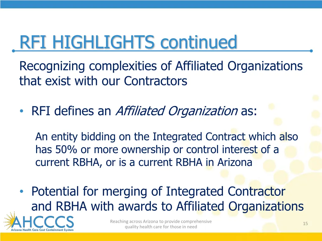 rfi highlights continued recognizing complexities