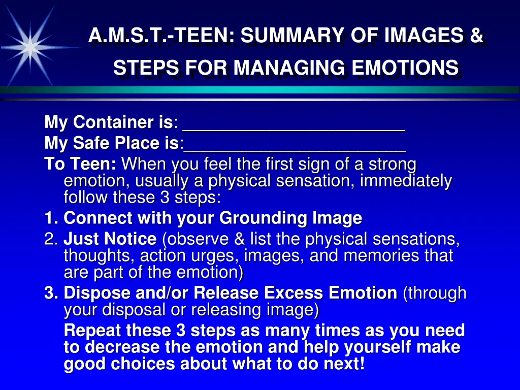 a m s t teen summary of images steps for managing