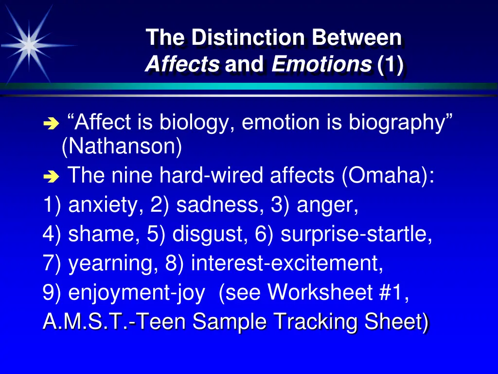 the distinction between affects and emotions 1