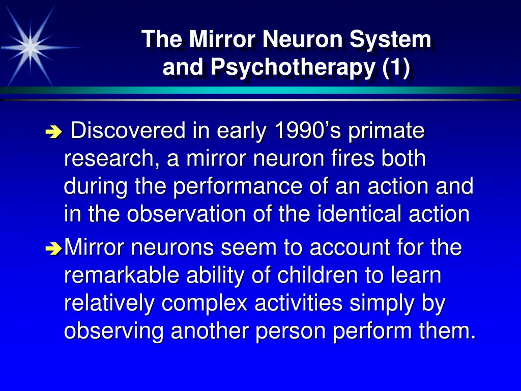 the mirror neuron system and psychotherapy 1