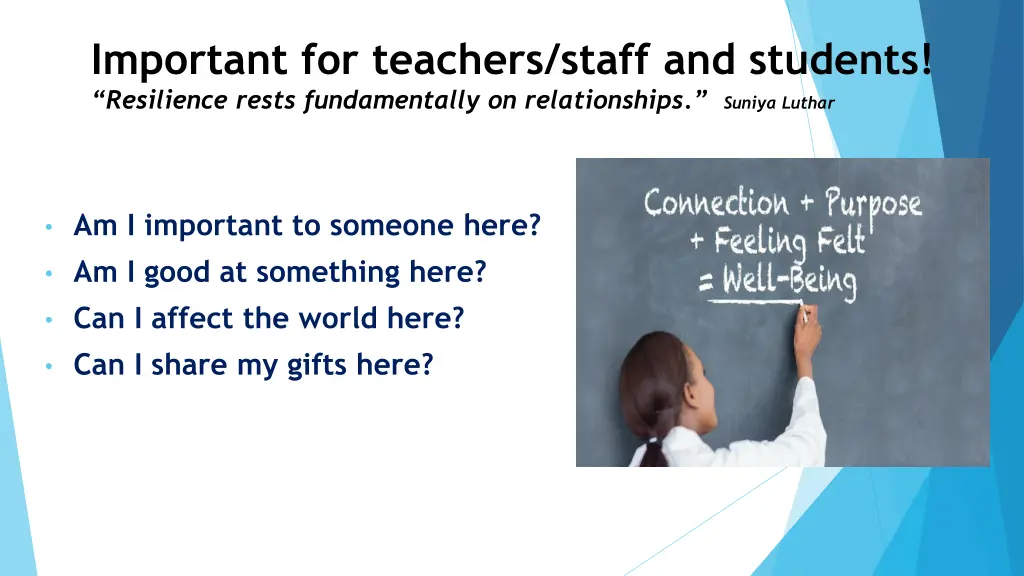 important for teachers staff and students