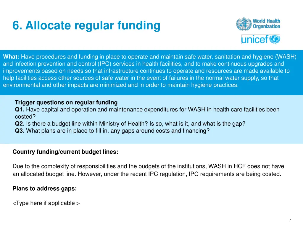 6 allocate regular funding