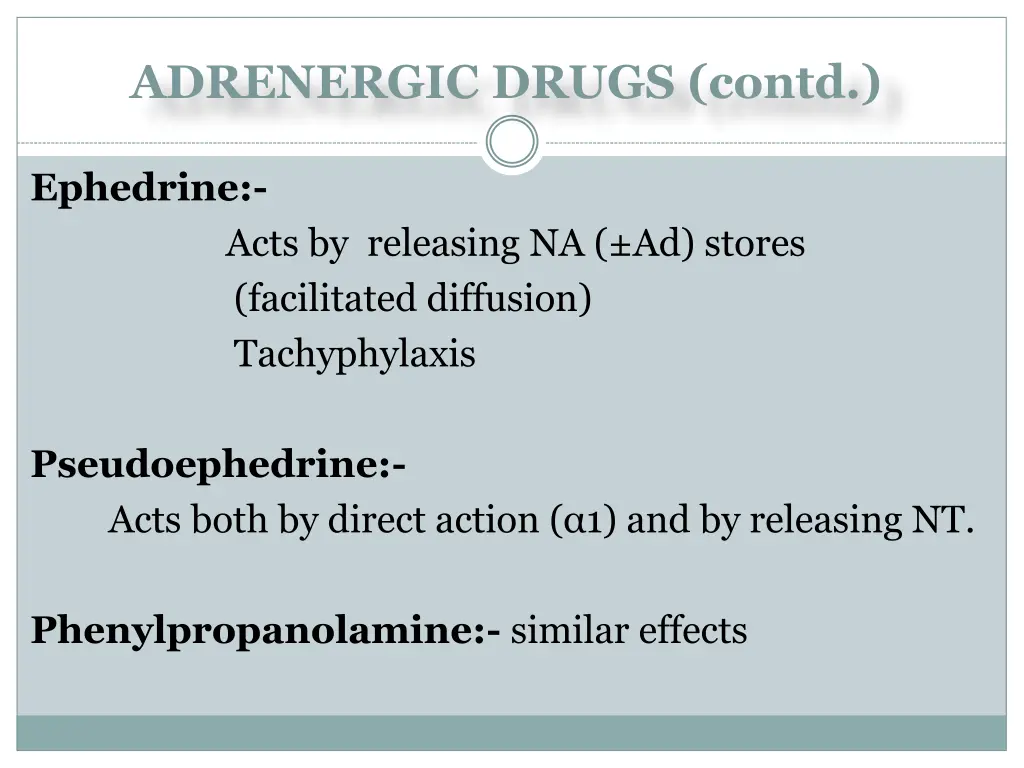 adrenergic drugs contd