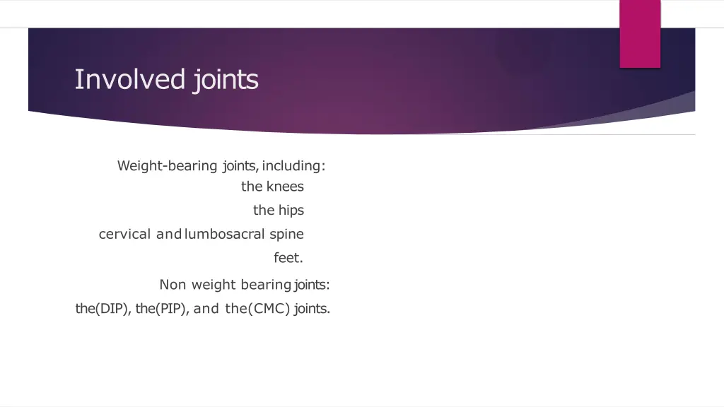 involved joints