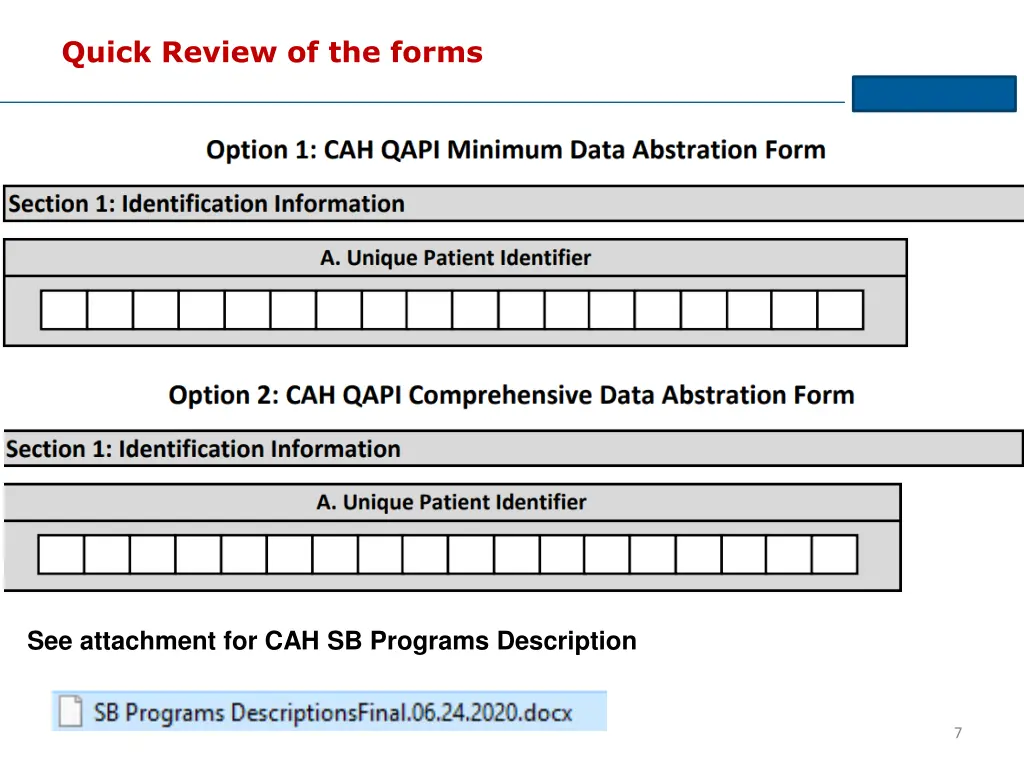 quick review of the forms