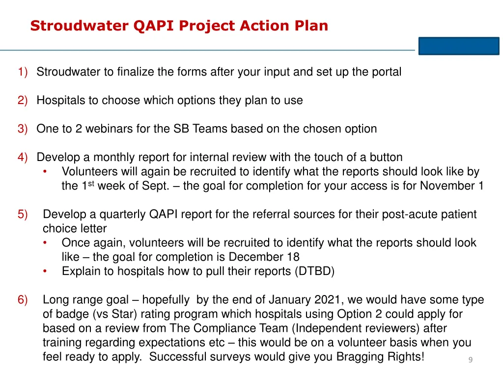 stroudwater qapi project action plan