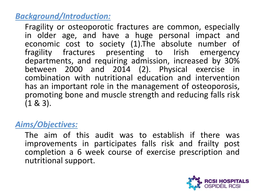 background introduction fragility or osteoporotic