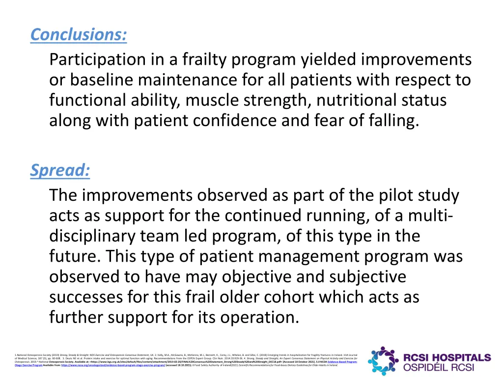 conclusions participation in a frailty program