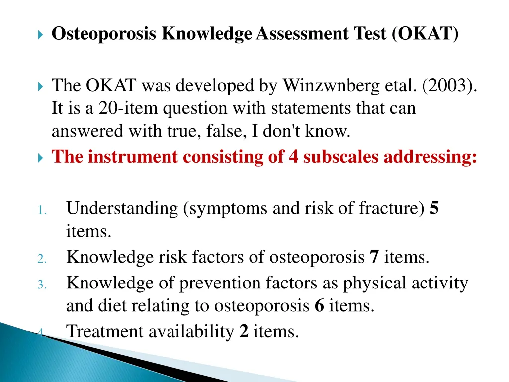osteoporosis knowledge assessment test okat