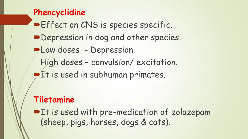 phencyclidine effect on cns is species specific