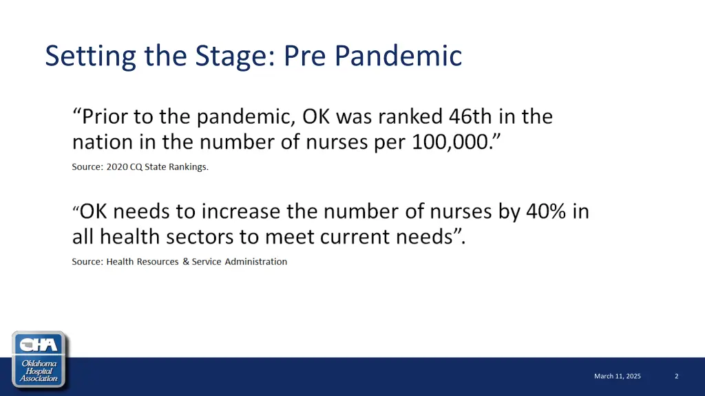 setting the stage pre pandemic